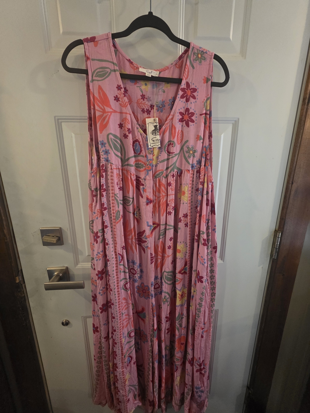 easel Brand Pink Floral V-Neck Sleeveless Maxi Pantsuit/romper